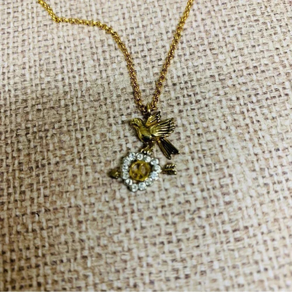 Juicy Couture Dove Peace Crystal Heart Gold Necklace